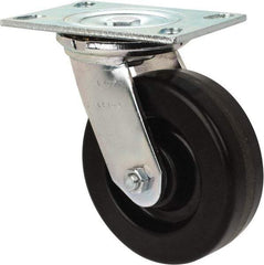 Albion - 6" Diam x 2" Wide x 7-1/2" OAH Top Plate Mount Swivel Caster - Phenolic, 1,200 Lb Capacity, Roller Bearing, 4-1/2 x 6-1/4" Plate - USA Tool & Supply