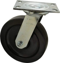 Albion - 8" Diam x 2" Wide x 10-1/8" OAH Top Plate Mount Swivel Caster - Phenolic, 1,400 Lb Capacity, Roller Bearing, 4-1/2 x 6-1/4" Plate - USA Tool & Supply