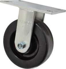 Albion - 6" Diam x 2" Wide x 7-1/2" OAH Top Plate Mount Rigid Caster - Phenolic, 1,400 Lb Capacity, Roller Bearing, 4-1/2 x 6-1/4" Plate - USA Tool & Supply