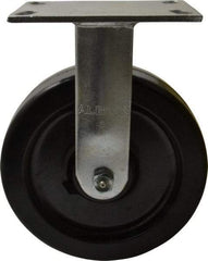Albion - 8" Diam x 2" Wide x 10-1/8" OAH Top Plate Mount Rigid Caster - Phenolic, 1,400 Lb Capacity, Roller Bearing, 4-1/2 x 6-1/4" Plate - USA Tool & Supply