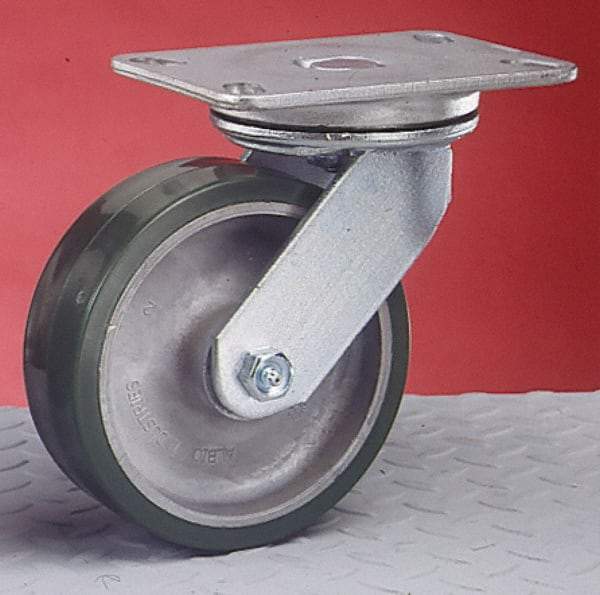 Albion - 8" Diam x 2" Wide x 10-1/8" OAH Top Plate Mount Swivel Caster - Phenolic, 1,400 Lb Capacity, Roller Bearing, 4-1/2 x 6-1/4" Plate - USA Tool & Supply