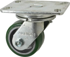 Albion - 4" Diam x 2" Wide x 5-5/8" OAH Top Plate Mount Swivel Caster - Polyurethane, 700 Lb Capacity, Roller Bearing, 4-1/2 x 6-1/4" Plate - USA Tool & Supply