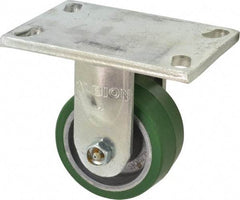 Albion - 4" Diam x 2" Wide x 5-5/8" OAH Top Plate Mount Rigid Caster - Polyurethane, 700 Lb Capacity, Roller Bearing, 5 x 6-1/4" Plate - USA Tool & Supply