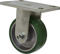 Albion - 5" Diam x 2" Wide x 6-1/2" OAH Top Plate Mount Rigid Caster - Polyurethane, 1,050 Lb Capacity, Roller Bearing, 5 x 6-1/4" Plate - USA Tool & Supply