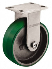 Albion - 12" Diam x 3" Wide x 13-1/2" OAH Top Plate Mount Rigid Caster - Polyurethane, 2,000 Lb Capacity, Roller Bearing, 5 x 6-1/4" Plate - USA Tool & Supply
