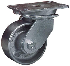 Albion - 10" Diam x 3" Wide x 12-1/2" OAH Top Plate Mount Rigid Caster - Phenolic, 2,600 Lb Capacity, Roller Bearing, 5 x 7-1/4" Plate - USA Tool & Supply