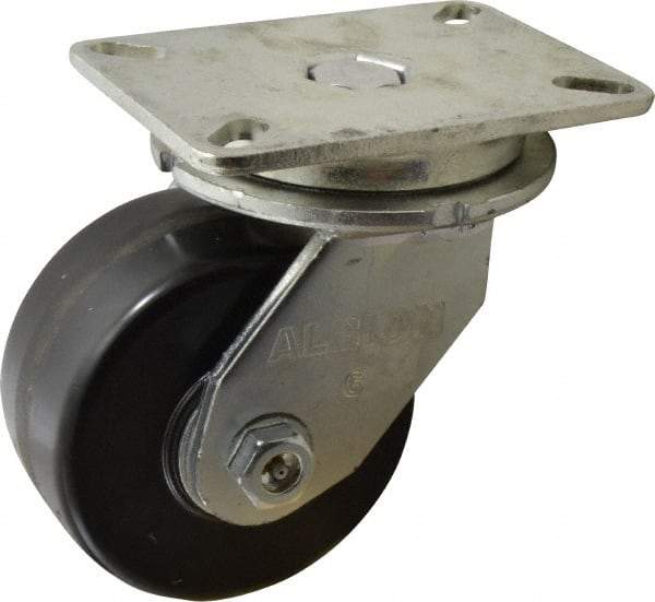 Albion - 6" Diam x 3" Wide x 8" OAH Top Plate Mount Swivel Caster - Phenolic, 2,000 Lb Capacity, Roller Bearing, 5-1/4 x 7-1/4" Plate - USA Tool & Supply