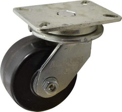 Albion - 6" Diam x 3" Wide x 8" OAH Top Plate Mount Swivel Caster - Phenolic, 2,000 Lb Capacity, Roller Bearing, 5-1/4 x 7-1/4" Plate - USA Tool & Supply