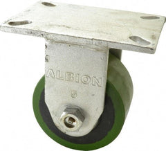 Albion - 5" Diam x 3" Wide x 7" OAH Top Plate Mount Rigid Caster - Polyurethane, 1,530 Lb Capacity, Roller Bearing, 5 x 7-1/4" Plate - USA Tool & Supply