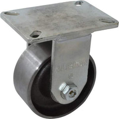 Albion - 6" Diam x 2-1/2" Wide x 8" OAH Top Plate Mount Rigid Caster - Forged Steel, 3,500 Lb Capacity, Roller Bearing, 5 x 7-1/4" Plate - USA Tool & Supply