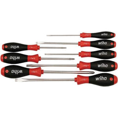 Wiha - 8 Piece Slotted & Phillips Screwdriver Set - Bit Sizes: Philips #1, #2 & #3, Comes in Box - USA Tool & Supply