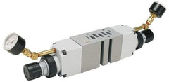 Parker - Zinc Sandwich/Manifold Regulator - 5 to 125 psi Range, 125 Max psi Supply Pressure, 1/4" Gauge Port Thread, 4-1/2" Wide x 10" High - USA Tool & Supply