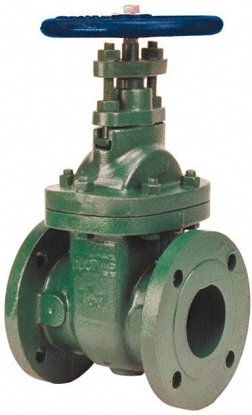NIBCO - 10" Pipe, Class 150, Flanged-Raised Face Ductile Iron Solid Wedge Stem Gate Valve - 285 WOG, 150 WSP, Bolted Bonnet - USA Tool & Supply