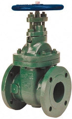 NIBCO - 10" Pipe, Class 150, Flanged-Raised Face Ductile Iron Solid Wedge Stem Gate Valve - 285 WOG, 150 WSP, Bolted Bonnet - USA Tool & Supply