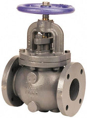 NIBCO - 4" Pipe, Flanged Ends, Iron Renewable Globe Valve - Bronze Disc, Bolted Bonnet, 200 psi WOG, 125 psi WSP, Class 125 - USA Tool & Supply