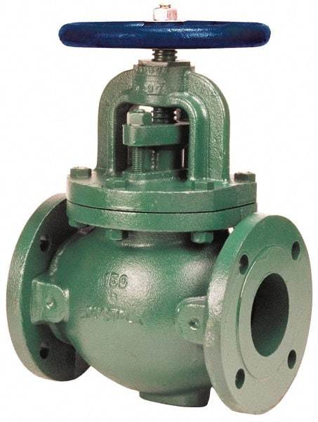 NIBCO - 10" Pipe, Flanged-Raised Face Ends, Iron Outside Screw & Yoke Globe Valve - Cast Bronze Disc, Bolted Bonnet, 285 psi WOG, Class 150 - USA Tool & Supply