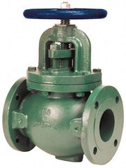 NIBCO - 10" Pipe, Flanged-Raised Face Ends, Iron Outside Screw & Yoke Globe Valve - Cast Bronze Disc, Bolted Bonnet, 285 psi WOG, Class 150 - USA Tool & Supply