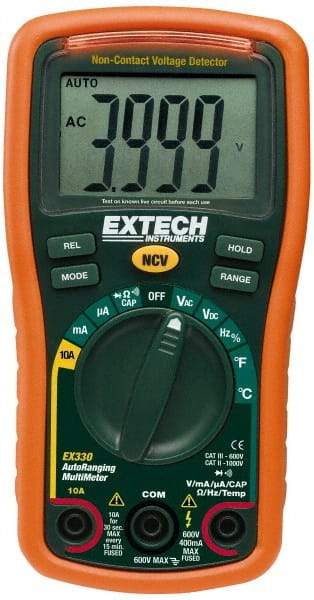 Extech - 4 Piece, Digital Multimeter Kit - 1,000 Volt Max, 10 Max Amp - USA Tool & Supply