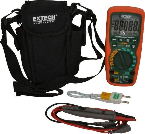 Extech - EX530, CAT IV, 1,000 VAC/VDC, Digital True RMS Multimeter - 40 mOhm, Measures Voltage, Capacitance, Current, Frequency, Resistance, Temperature - USA Tool & Supply