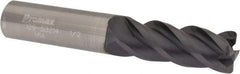ProMax - 1/2", 4 Flute, Single End, Solid Carbide, 0.045" Corner Radius End Mill - 3" OAL, 40° Helix, Right Hand Flute, 1" LOC, Right Hand Cut - USA Tool & Supply