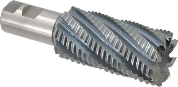 Hertel - 2" Diam, Coarse Pitch, 4" LOC, 8 Flute Cobalt Roughing Square End Mill - TiCN Finish, 6-1/2" OAL, 1-1/4" Shank Diam, Single End, 30° Helix - USA Tool & Supply