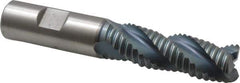 Hertel - 3/4" Diam, Coarse Pitch, 2-1/4" LOC, 3 Flute Cobalt Roughing Square End Mill - TiCN Finish, 4-1/2" OAL, 3/4" Shank Diam, Single End, Centercutting, 37° Helix - USA Tool & Supply