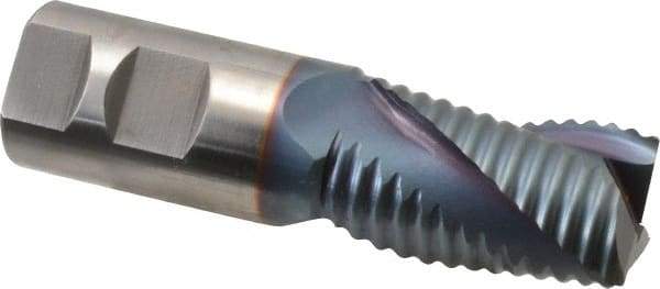 Hertel - 1-1/4" Diam, Coarse Pitch, 2" LOC, 3 Flute Cobalt Roughing Square End Mill - TiCN Finish, 4-1/2" OAL, 1-1/4" Shank Diam, Single End, Centercutting, 37° Helix - USA Tool & Supply