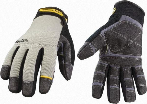 Youngstown - Size XL (10), ANSI Cut Lvl 3, Puncture Lvl 4, Abrasion Lvl 4, Kevlar Cut & Puncture Resistant Gloves - Kevlar Lining, Hook & Loop Cuff, Black/Gray, Paired - USA Tool & Supply