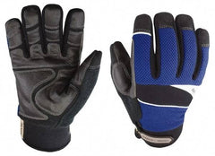 Youngstown - Size M (8), ANSI Cut Lvl 4, Puncture Lvl 3, Abrasion Lvl 4, Kevlar Cut & Puncture Resistant Gloves - Kevlar/Micro Fleece Lining, Hook & Loop Cuff, Blue/Black, Paired - USA Tool & Supply