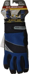 Youngstown - Size XL (10), ANSI Cut Lvl 4, Puncture Lvl 3, Abrasion Lvl 4, Kevlar Cut & Puncture Resistant Gloves - Kevlar/Micro Fleece Lining, Hook & Loop Cuff, Blue/Black, Paired - USA Tool & Supply