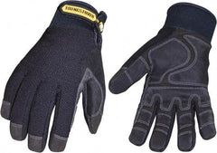 Youngstown - Size L (9) Synthetic Suede Cold Protection & Waterproof Work Gloves - For Mechanic's & Lifting, Uncoated, Hook & Loop Cuff, Full Fingered, Black, Paired - USA Tool & Supply