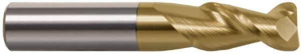 Accupro - 1/2", 2 Flute, Single End, Solid Carbide, 1/8" Corner Radius End Mill - 3" OAL, 45° Helix, Right Hand Flute, 1-1/4" LOC, Right Hand Cut - USA Tool & Supply