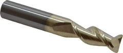 Accupro - 3/8", 2 Flute, Single End, Solid Carbide, 0.045" Corner Radius End Mill - 2-1/2" OAL, 45° Helix, Right Hand Flute, 1" LOC, Right Hand Cut - USA Tool & Supply