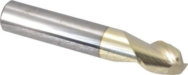 Accupro - 1/2", 2 Flute, Single End, Solid Carbide, 0.09" Corner Radius End Mill - 3" OAL, 45° Helix, Right Hand Flute, 5/8" LOC, Right Hand Cut - USA Tool & Supply