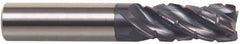 Accupro - 1/2" Diam, 1-1/4" LOC, 4 Flute Solid Carbide Corner Chamfer Roughing End Mill - AlTiN Finish, 3" OAL, 1/2" Shank Diam, Single End, 30° Helix - USA Tool & Supply