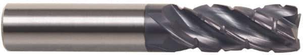 Accupro - 1" Diam, 1-1/4" LOC, 4 Flute Solid Carbide Corner Chamfer Roughing End Mill - AlTiN Finish, 3" OAL, 1" Shank Diam, Single End, 30° Helix - USA Tool & Supply