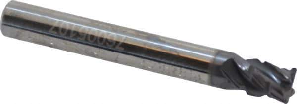 Accupro - 1/4" Diam, 3/8" LOC, 4 Flute Solid Carbide Corner Chamfer Roughing End Mill - AlTiN Finish, 2" OAL, 1/4" Shank Diam, Single End, 30° Helix - USA Tool & Supply