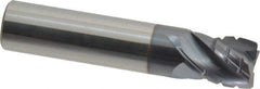 Accupro - 1/2" Diam, 5/8" LOC, 4 Flute Solid Carbide Corner Chamfer Roughing End Mill - AlTiN Finish, 2-1/2" OAL, 1/2" Shank Diam, Single End, 30° Helix - USA Tool & Supply