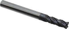 Accupro - 1/4" Diam, 3/4" LOC, 4 Flute Solid Carbide Corner Chamfer Roughing End Mill - AlTiN Finish, 2-1/2" OAL, 1/4" Shank Diam, Single End, 30° Helix - USA Tool & Supply