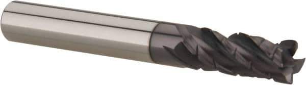 Accupro - 5/16" Diam, 13/16" LOC, 4 Flute Solid Carbide Corner Chamfer Roughing End Mill - AlTiN Finish, 2-1/2" OAL, 5/16" Shank Diam, Single End, 30° Helix - USA Tool & Supply