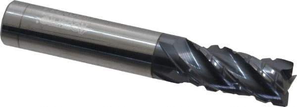 Accupro - 7/16" Diam, 1" LOC, 4 Flute Solid Carbide Corner Chamfer Roughing End Mill - AlTiN Finish, 2-3/4" OAL, 7/16" Shank Diam, Single End, 30° Helix - USA Tool & Supply