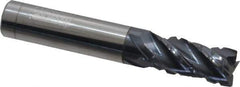 Accupro - 7/16" Diam, 1" LOC, 4 Flute Solid Carbide Corner Chamfer Roughing End Mill - AlTiN Finish, 2-3/4" OAL, 7/16" Shank Diam, Single End, 30° Helix - USA Tool & Supply