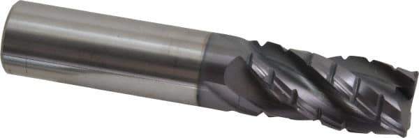 Accupro - 3/4" Diam, 1-5/8" LOC, 4 Flute Solid Carbide Corner Chamfer Roughing End Mill - AlTiN Finish, 4" OAL, 3/4" Shank Diam, Single End, 30° Helix - USA Tool & Supply