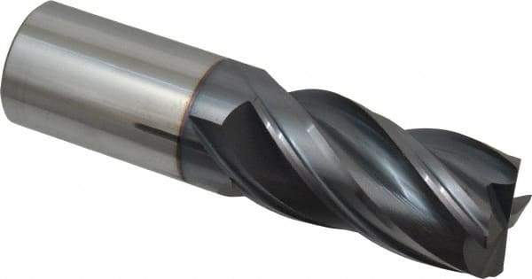 Accupro - 1", 4 Flute, Single End, Solid Carbide, 0.035" Corner Radius End Mill - 4" OAL, Right Hand Flute, 2" LOC, Right Hand Cut - USA Tool & Supply