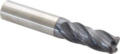 Accupro - 1/2", 4 Flute, Single End, Solid Carbide, 0.09" Corner Radius End Mill - 3" OAL, Right Hand Flute, 1-1/4" LOC, Right Hand Cut - USA Tool & Supply