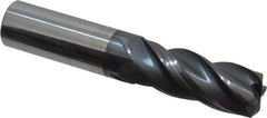 Accupro - 5/8", 4 Flute, Single End, Solid Carbide, 0.12" Corner Radius End Mill - 3-1/2" OAL, Right Hand Flute, 1-5/8" LOC, Right Hand Cut - USA Tool & Supply