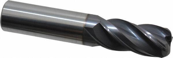 Accupro - 3/4", 4 Flute, Single End, Solid Carbide, 0.12" Corner Radius End Mill - 4" OAL, Right Hand Flute, 1-5/8" LOC, Right Hand Cut - USA Tool & Supply
