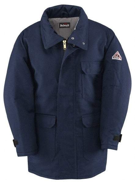 VF Imagewear - Size L Arc Flash & Flame Resistant/Retardant Jacket - Navy, Cotton & Nylon, Zipper Closure, 54" Chest - USA Tool & Supply