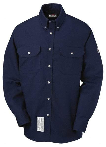 VF Imagewear - Size 3XL, Navy Blue, Flame Resistant/Retardant, Long Sleeve Button Down Shirt - 67-3/8" Chest, 2 Pockets, Excel FR ComforTouch - USA Tool & Supply