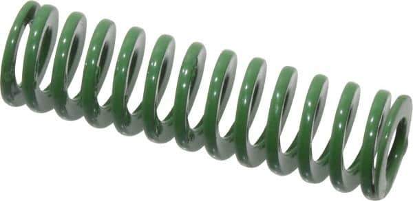 Dayton Lamina - 3/8" Hole Diam, 3/16" Rod Diam, 1-1/4" Free Length, Green Die Spring - 5 Lb Max Deflection, 0.5" Max Deflection, Light Duty, Chromium Vanadium Steel - USA Tool & Supply